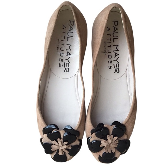 Paul Mayer Attitudes Tan Suede Floral Ballet Flats Shoes Size 6B - Picture 11 of 13
